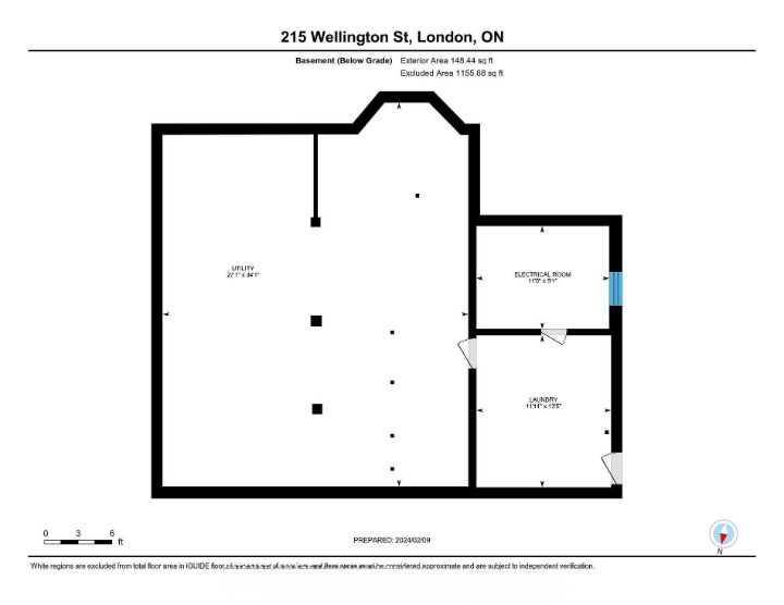 Basement floorplan for 215 Wellington Street