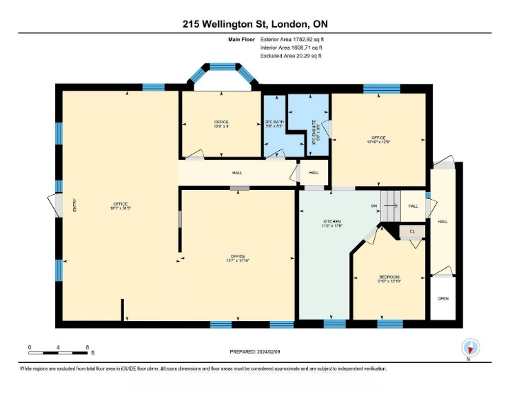 Main floor floorplan for 215 Wellington Street