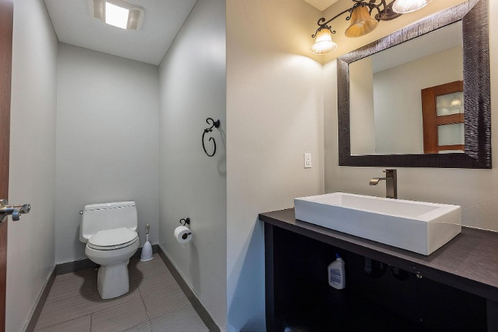 Powder room with vessel sink