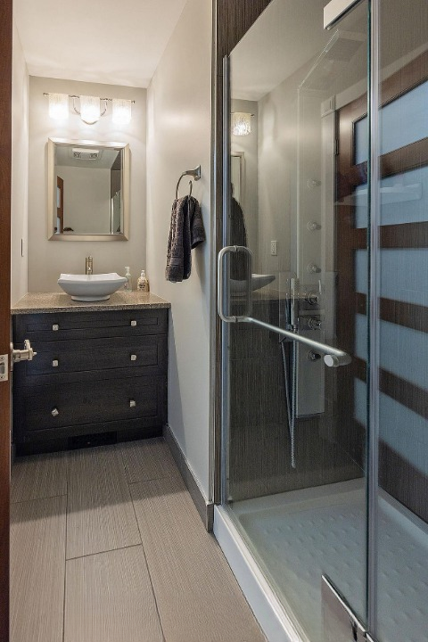 Full bathroom with glass shower