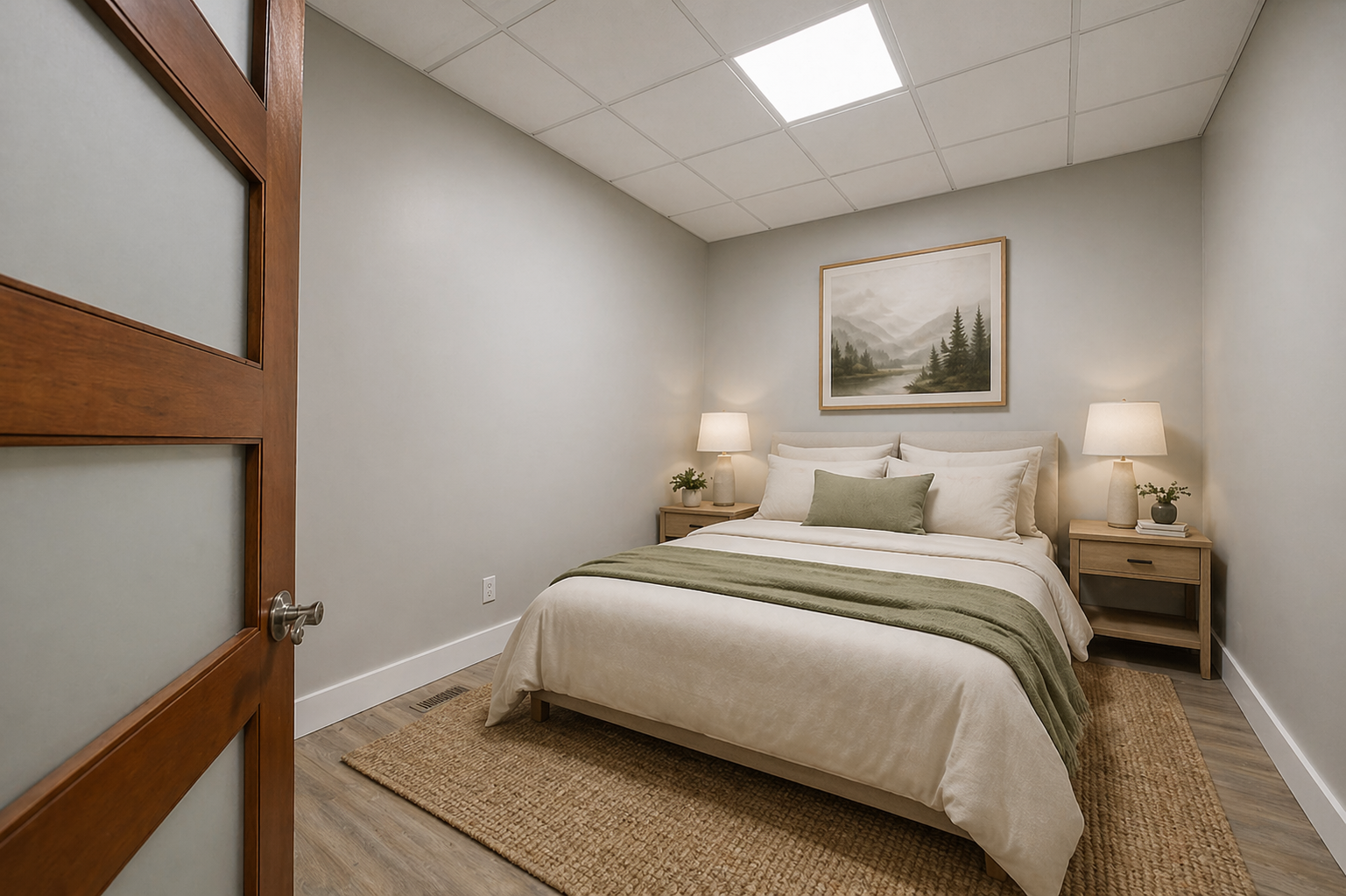 Furnished bedroom in residential suite